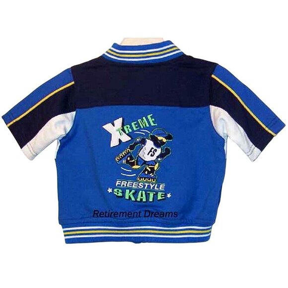 BOYZ Wear by NANNETTE 12M Short Sleeve Skate Jacket Toddler Boys Blue White NEW - Picture 2 of 2